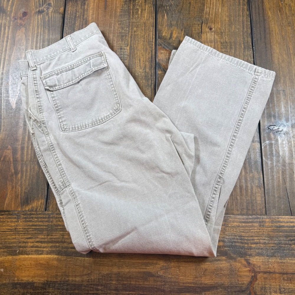 L.L. Bean Vintage Mens 36x34 gray Cotton Canvas Utility Work Pants Made in USA